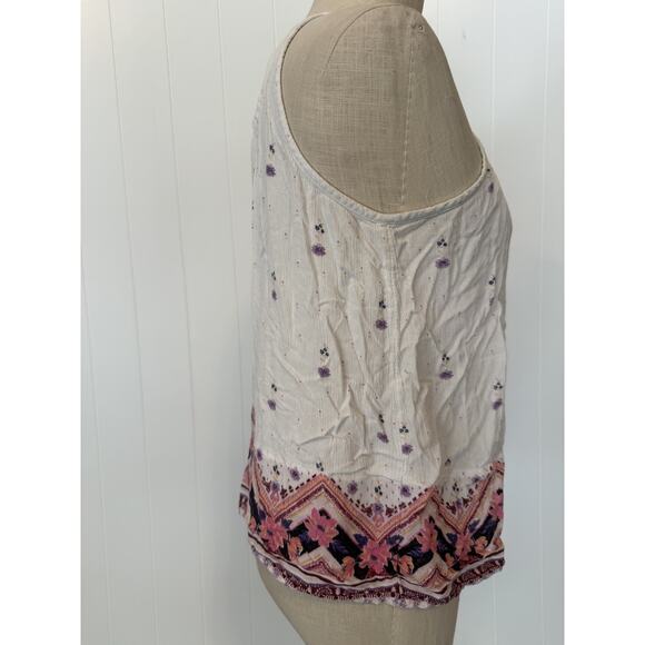 Mudd Tank Top Womens Large Boho Floral Embroidered Crochet Trim Summer Festival - Picture 6 of 11